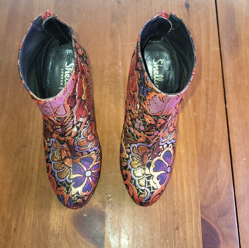 Floral Platform Metallic Brocade Ankle Boot 6.5 - Picture 7 of 11